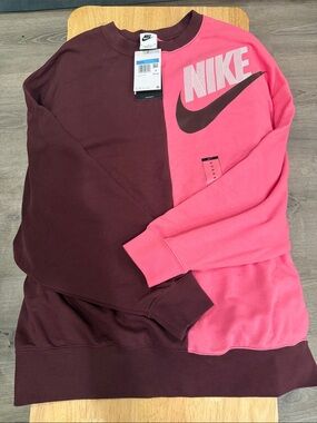 Nike Split Crewneck Sweatshirt - Pink & Maroon
